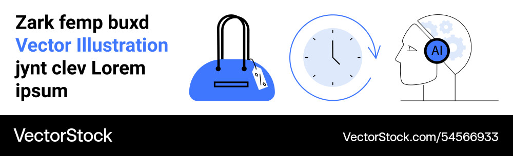 Shopping bag with tag analog clock showing time vector image