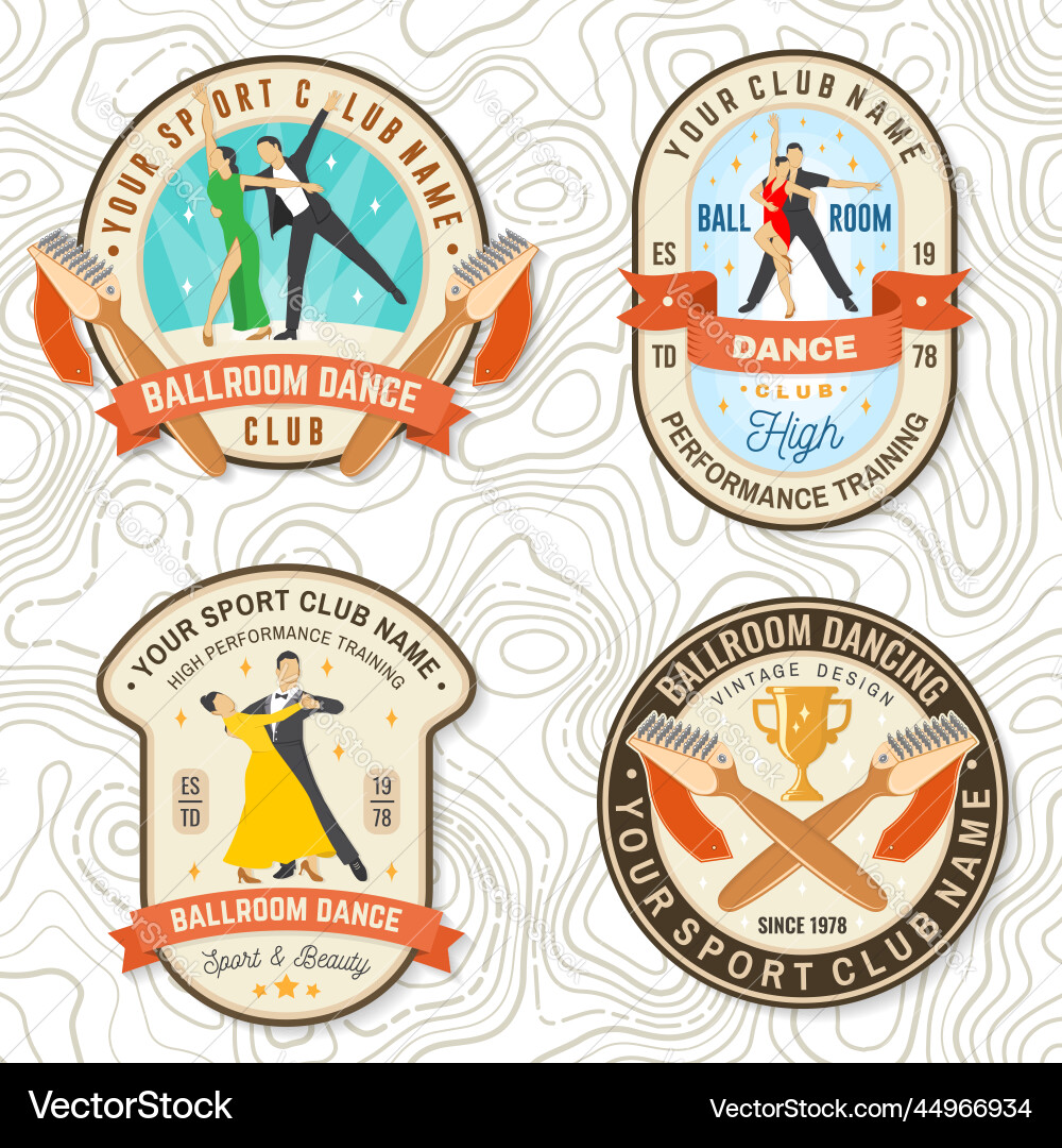Ballroom dance sport club badge logo patch Ballroom dance sport club badge logo patch vector image