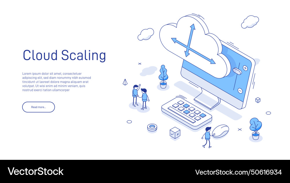 Cloud scaling solution concept computing Cloud scaling solution concept computing vector image