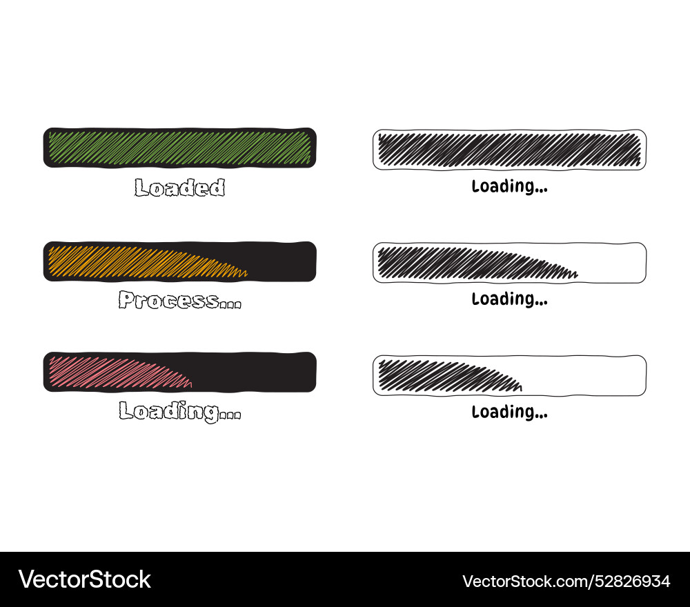 Collection loading bar status icon set of loaded Collection loading bar status icon set of loaded Vector Image