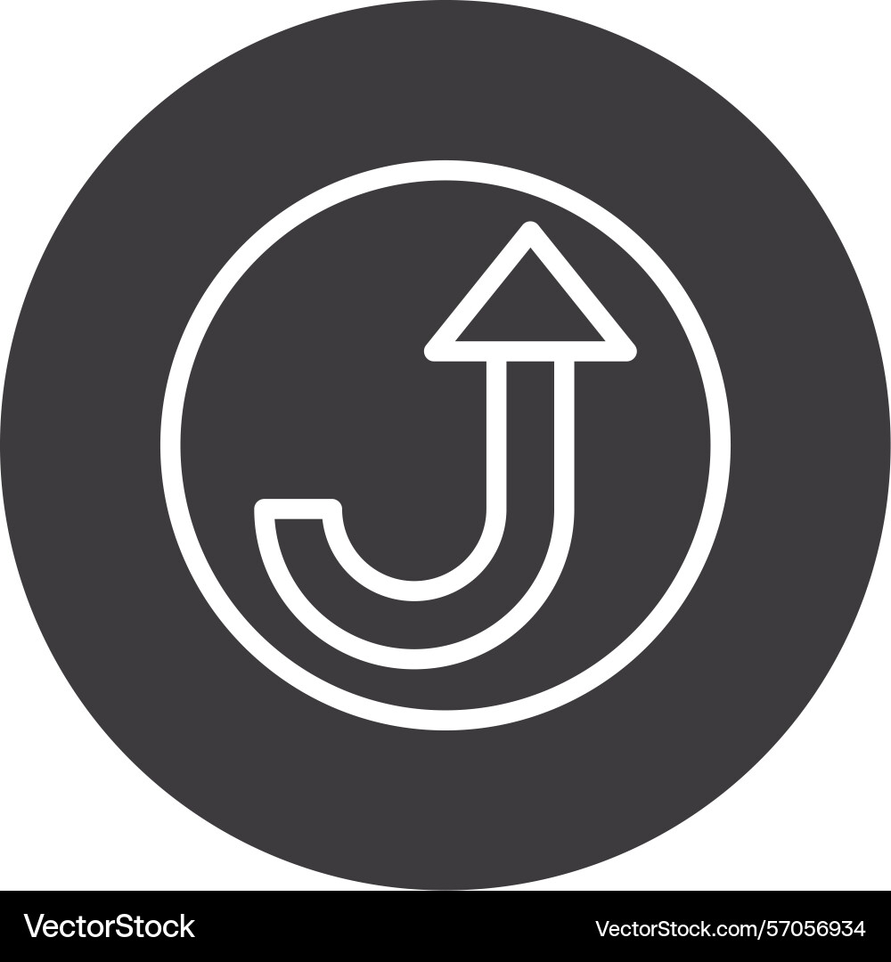 Curved arrow up line circle style icon design Vector Image