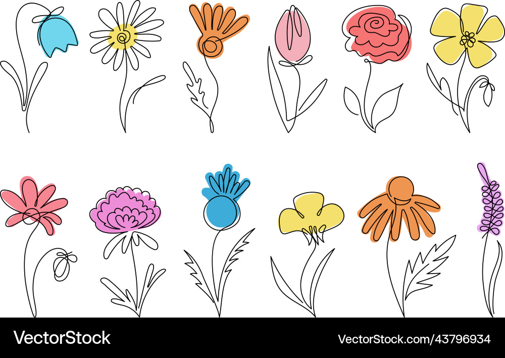 Eine Linie blüht kontinuierlich Linien minimalistisch Eine Linie blüht kontinuierlich Linien minimalistisch vektorbild