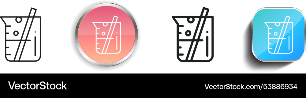Flask icon thin linear regular and button style vector image