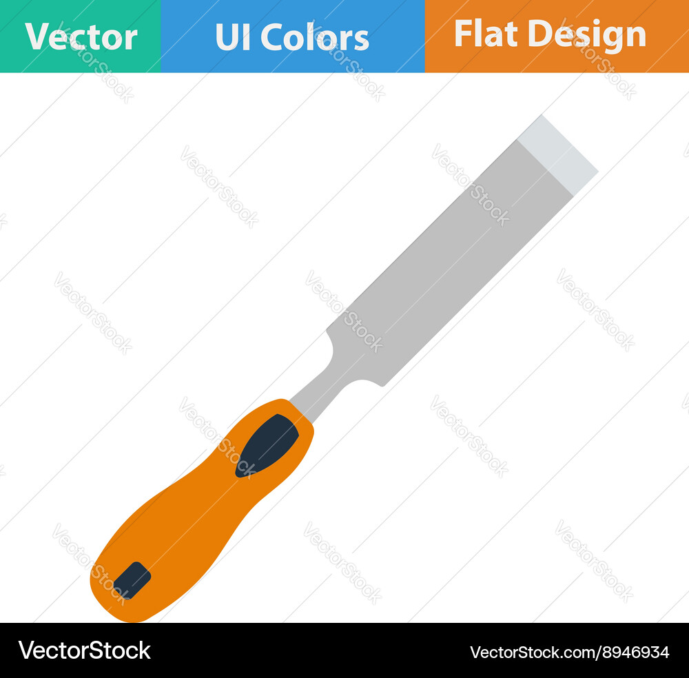 Flat design icon of chisel Vector Image