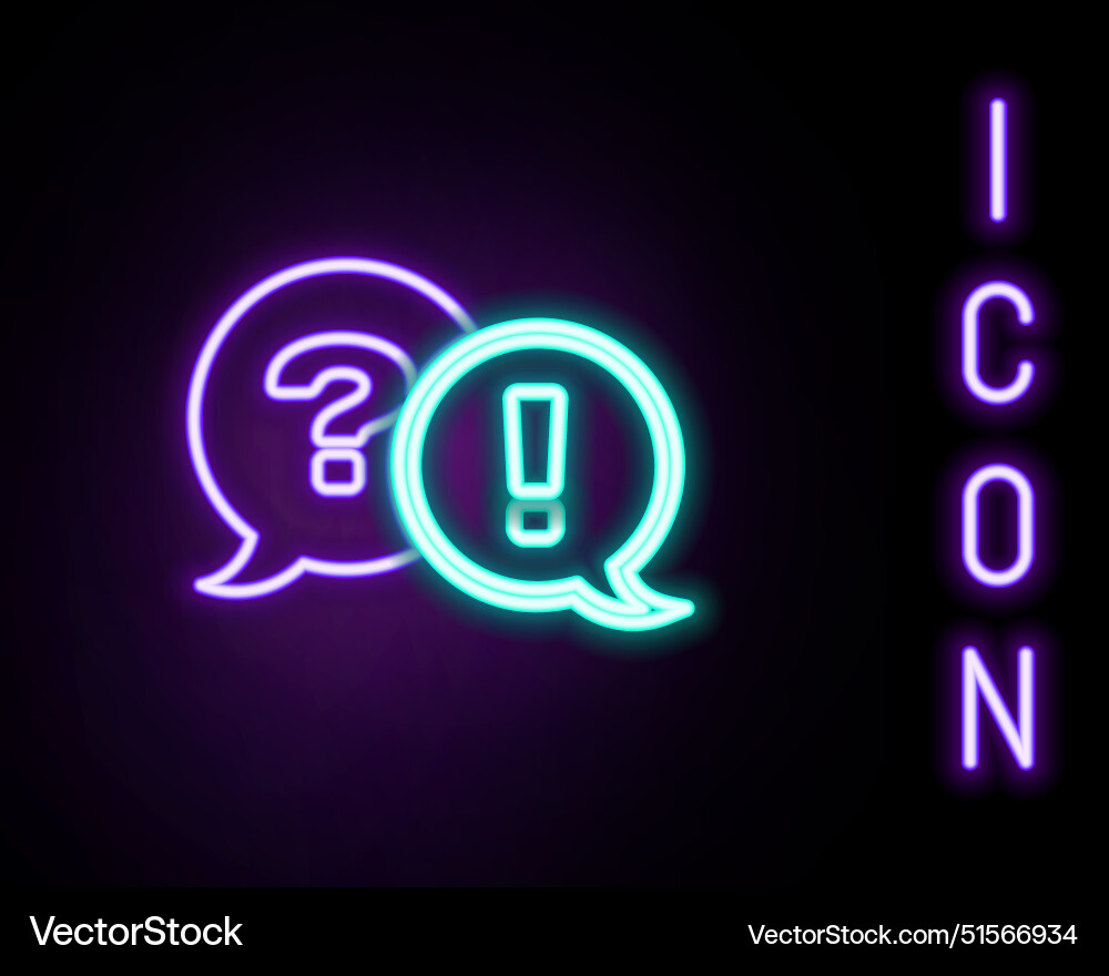 Glowing neon line speech bubbles with question Glowing neon line speech bubbles with question vector image