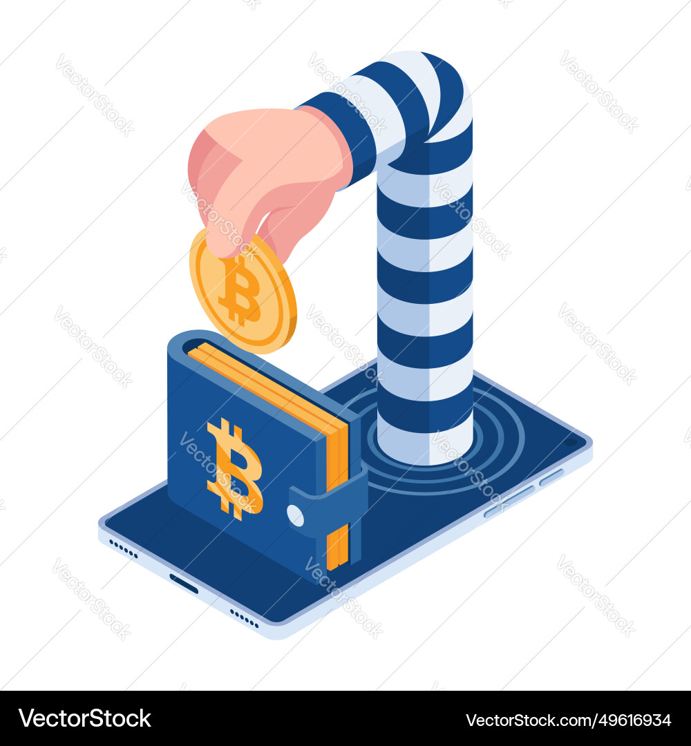 Isometric hacker or thief steal bitcoin from – Royalty-Free Vector |  VectorStock