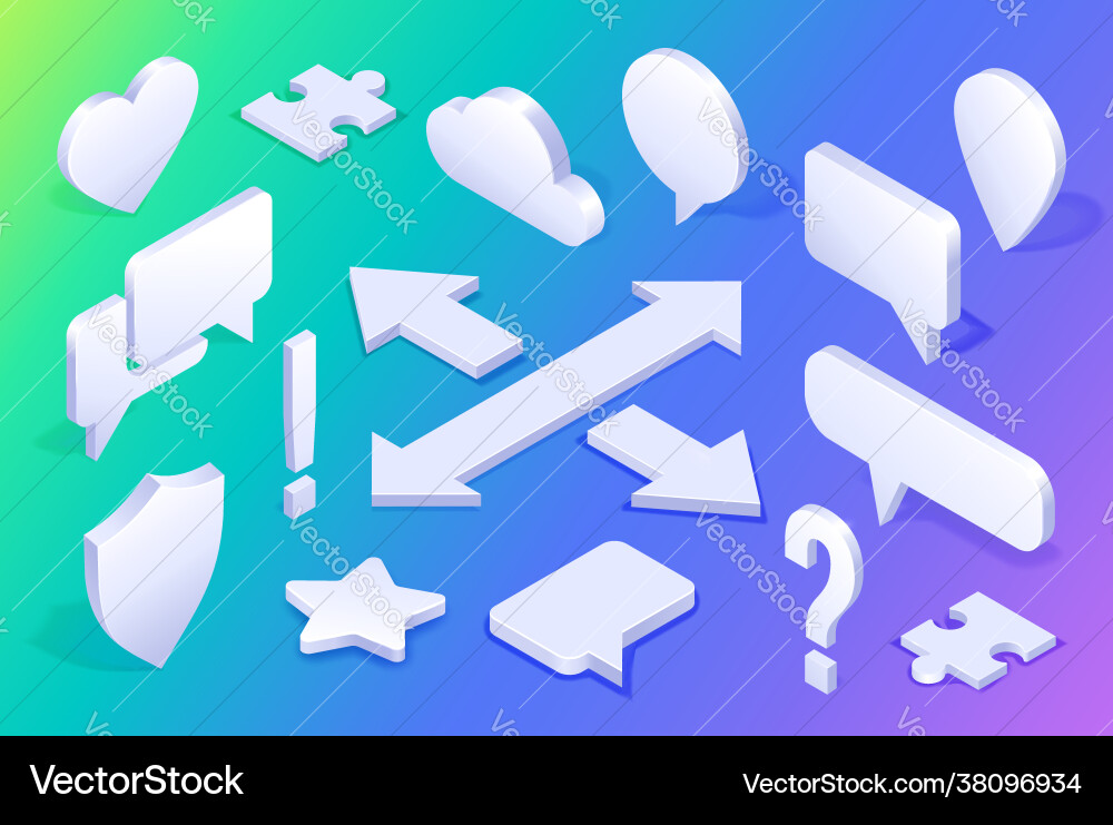 Isometric icons navigation pin shield and cloud Vector Image
