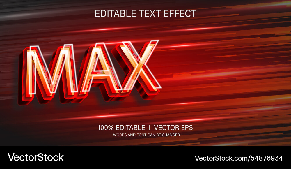 Max 3d text effect with modern style design Max 3d text effect with modern style design vector image