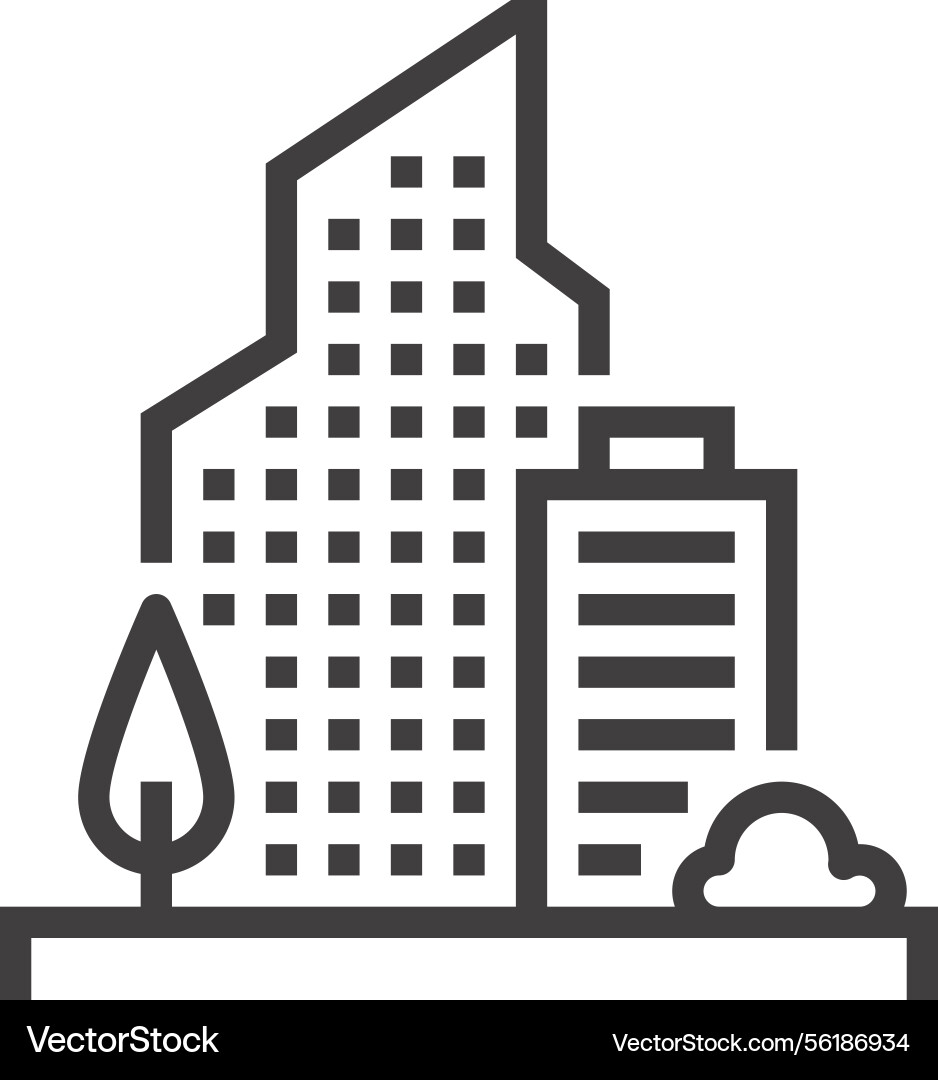 Office building flat line web icon Office building flat line web icon vector image