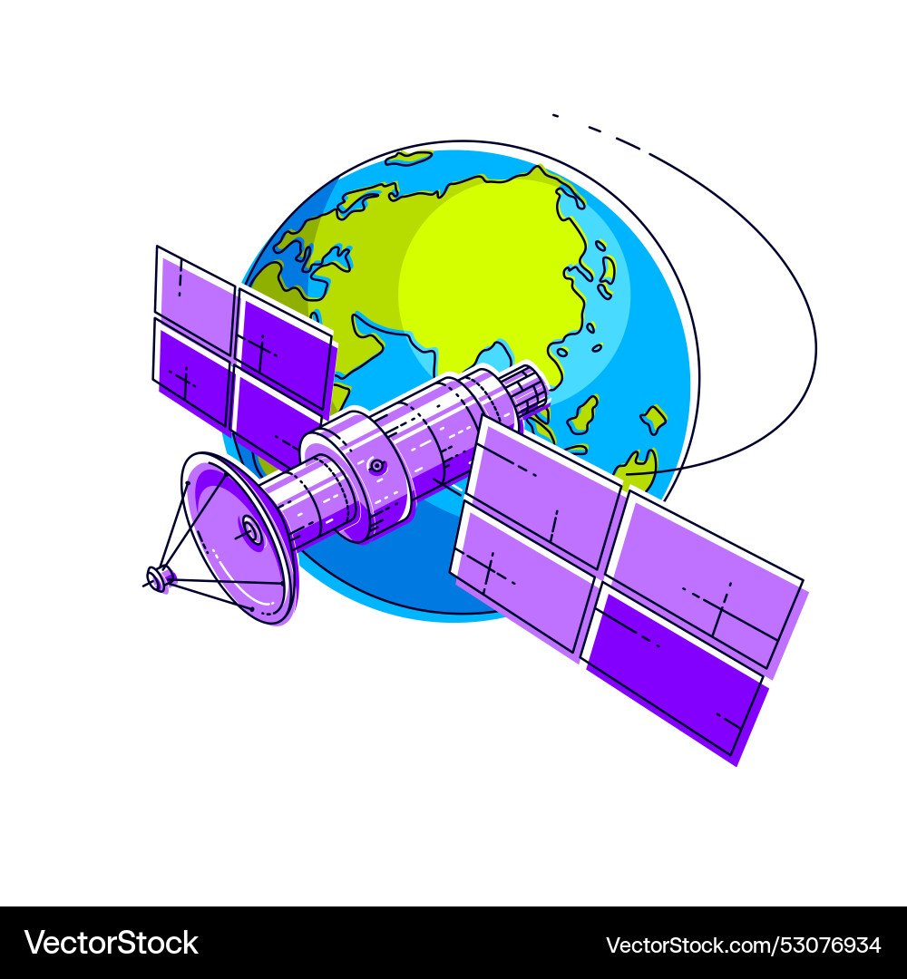 Satelliten-Orbit um Erdraumflight Satelliten-Orbit um Erdraumflight vektorbild