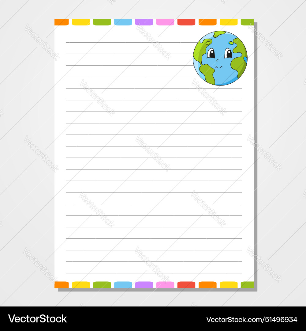 Sheet template for notebook notepad diary lined Sheet template for notebook notepad diary lined vector image