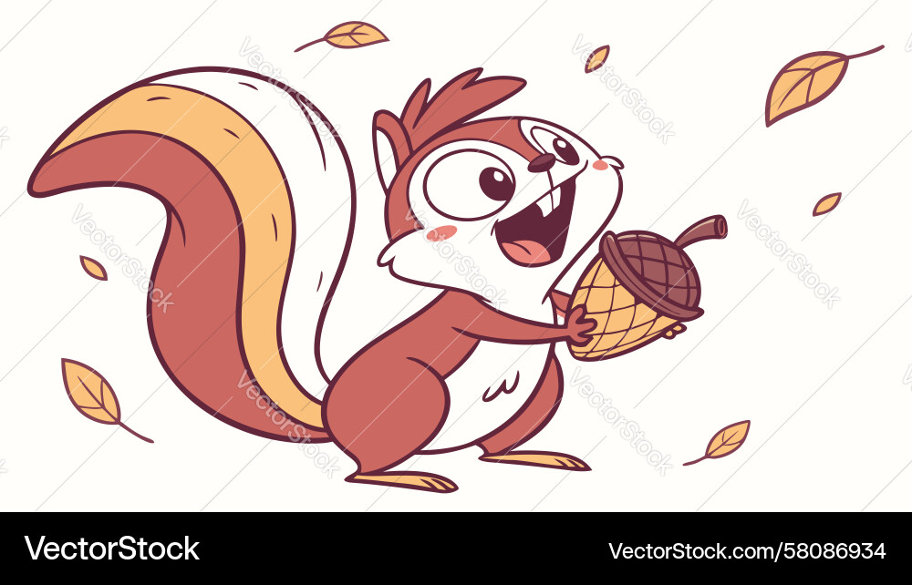 Smiling Squirrel with Acorn Vector Image