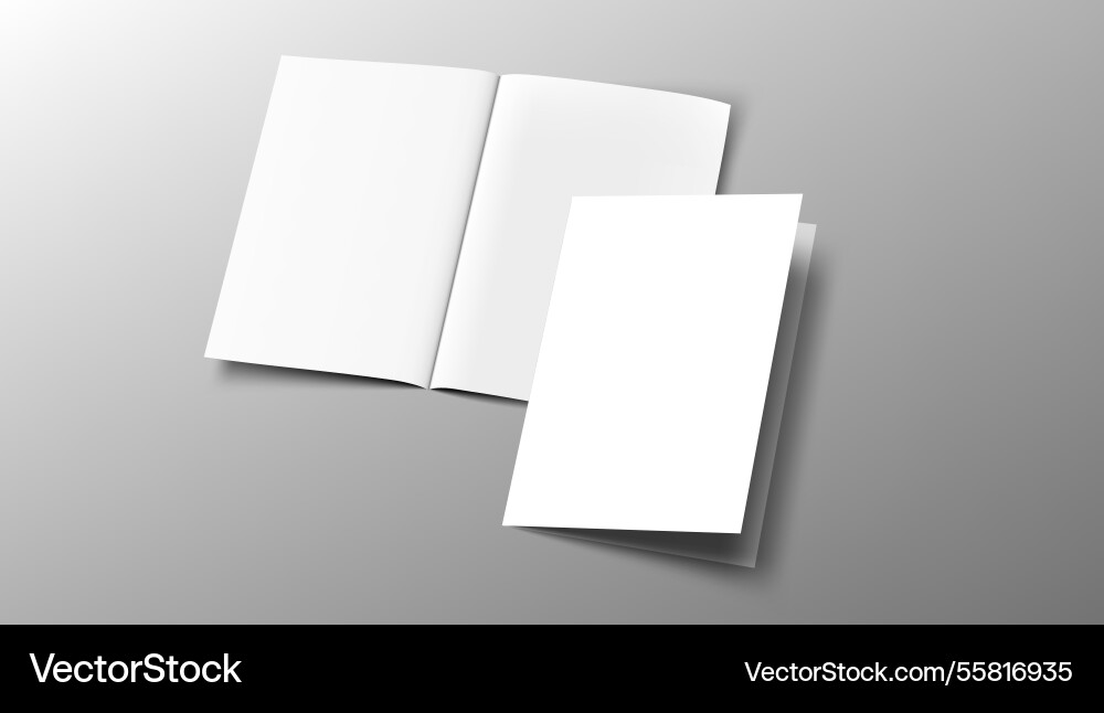 A5 a4 a3 blank half-folded brochure cover mockup A5 a4 a3 blank half-folded brochure cover mockup vector image