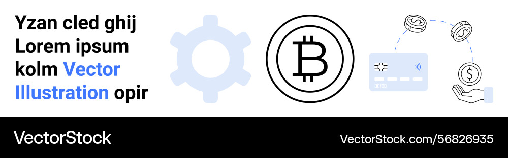 Cryptocurrency and blockchain concepts with gear Cryptocurrency and blockchain concepts with gear vector image