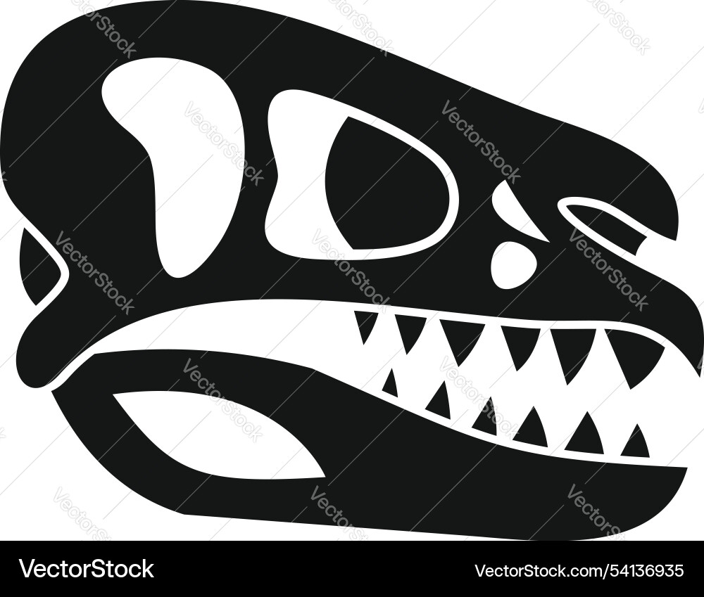 Dinosaur skull showing sharp teeth and empty eye Vector Image