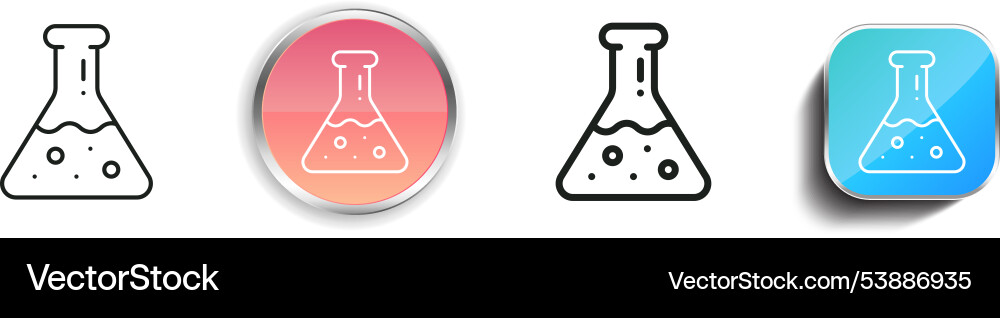 Flask icon thin linear regular and button style vector image