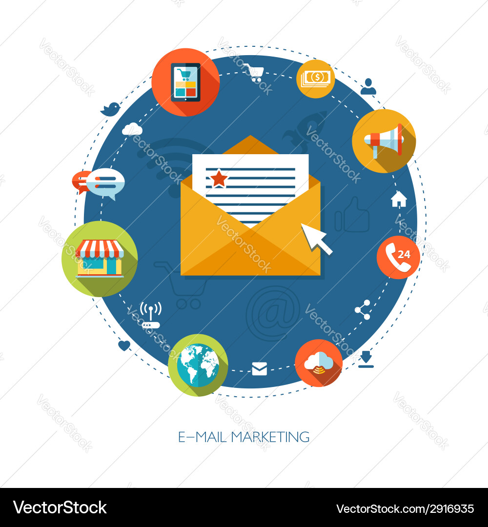 Flat design business marketing composition Vector Image