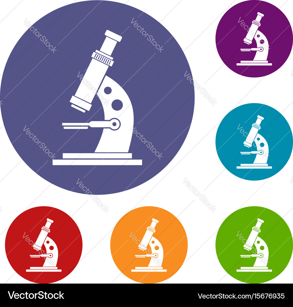 Microscope icons set Vector Image