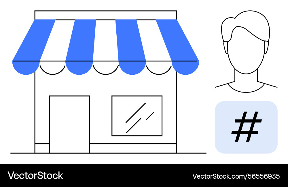 Small storefront with awning and user profile icon Small storefront with awning and user profile icon vector image