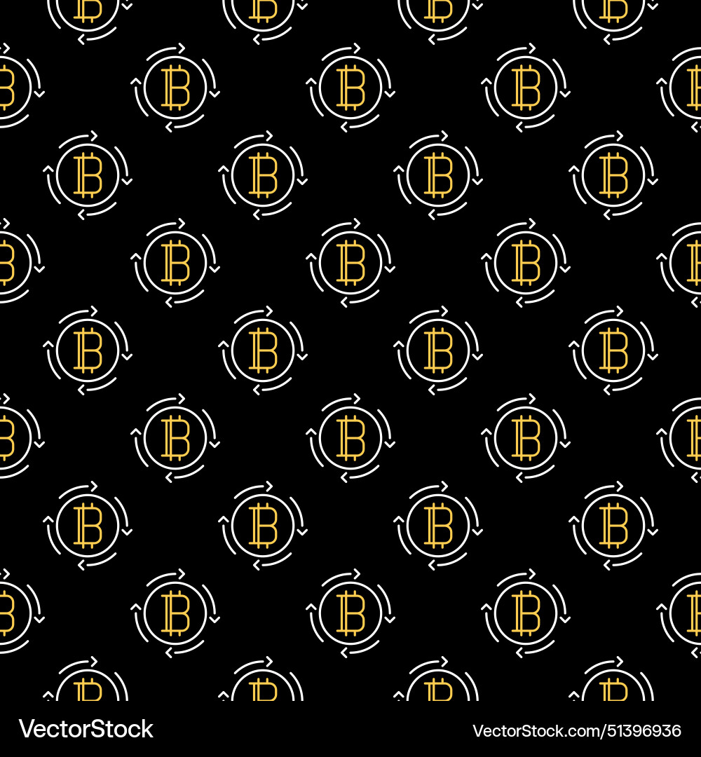 Bitcoin with arrows crypto currency round Bitcoin with arrows crypto currency round vector image
