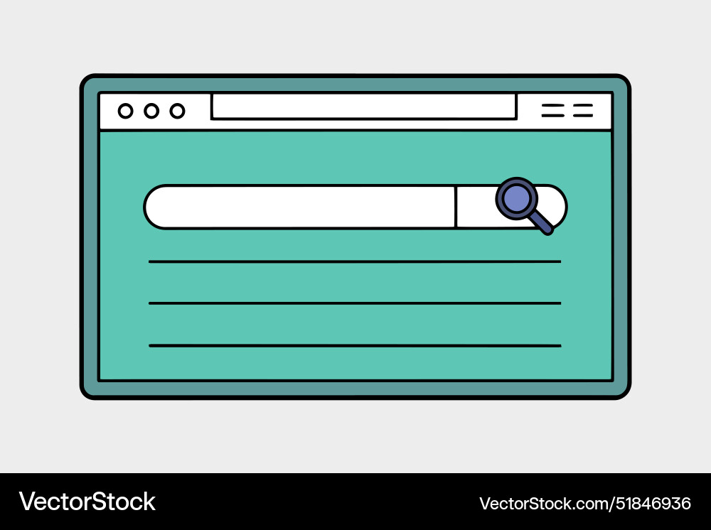Browser search website page line with on white Browser search website page line with on white Vector Image