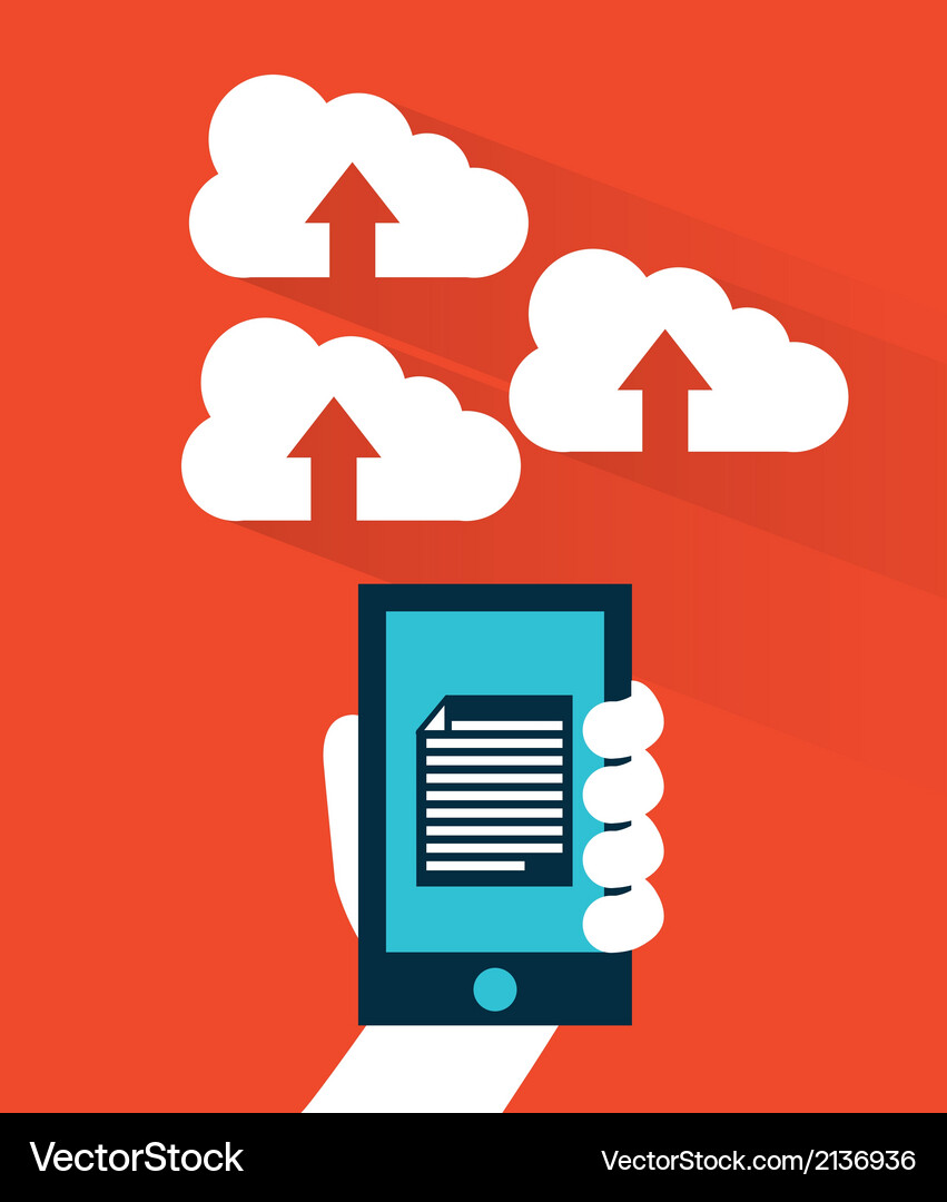 Cloud computing over orange background Vector Image