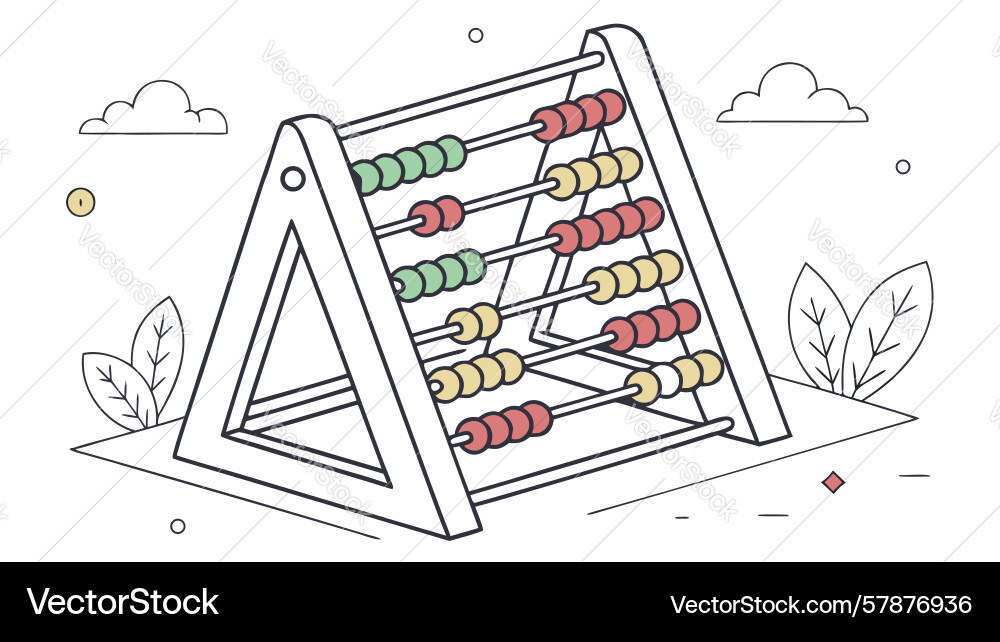 Outline abacus minimalist design of a counting Vector Image
