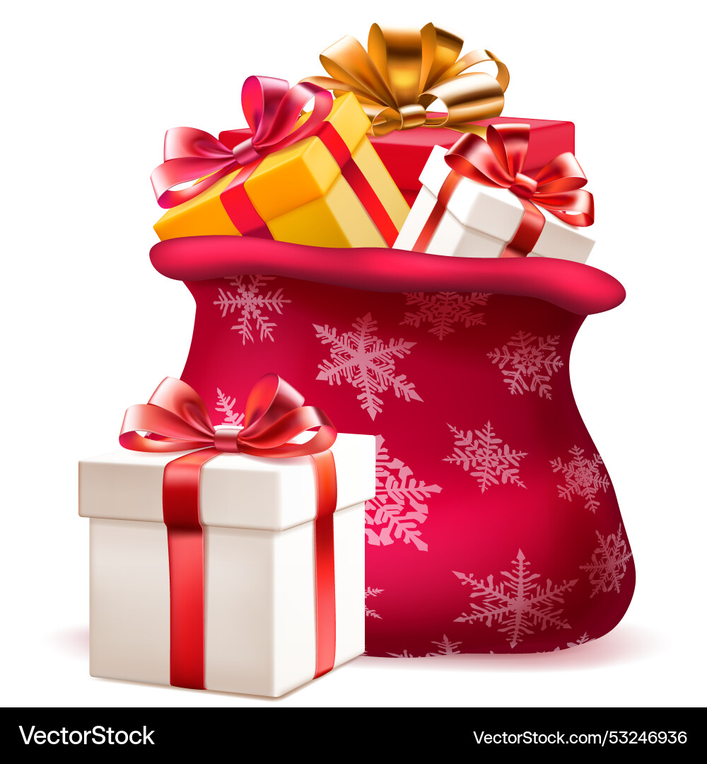 Red gift bag with snowflake pattern Vector Image