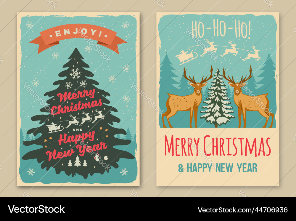 Set of merry christmas and happy new year poster Set of merry christmas and happy new year poster vector image