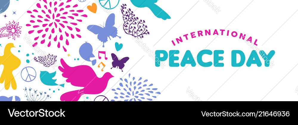 World peace day web banner of dove bird icons World peace day web banner of dove bird icons vector image