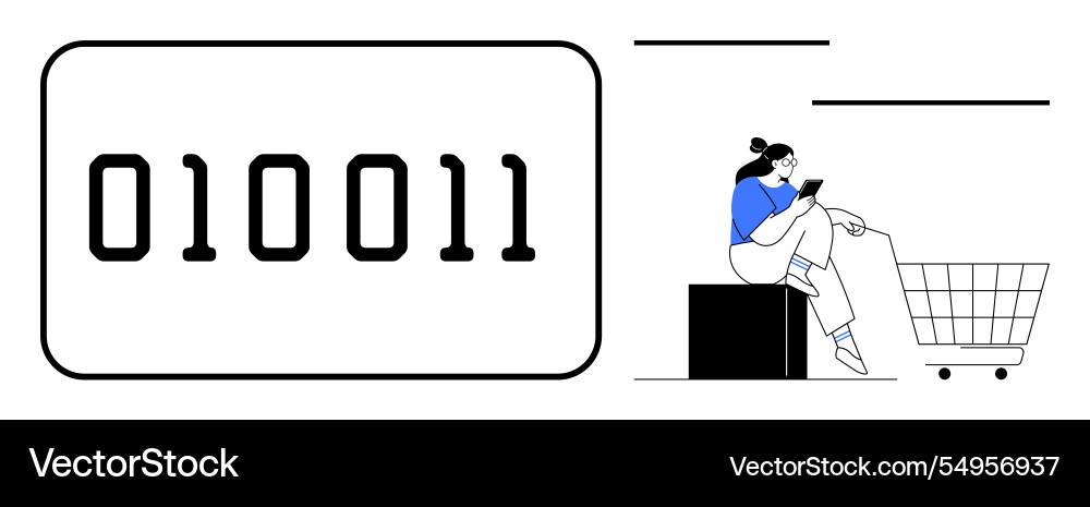 Binary code and digital shopping concept Binary code and digital shopping concept vector image