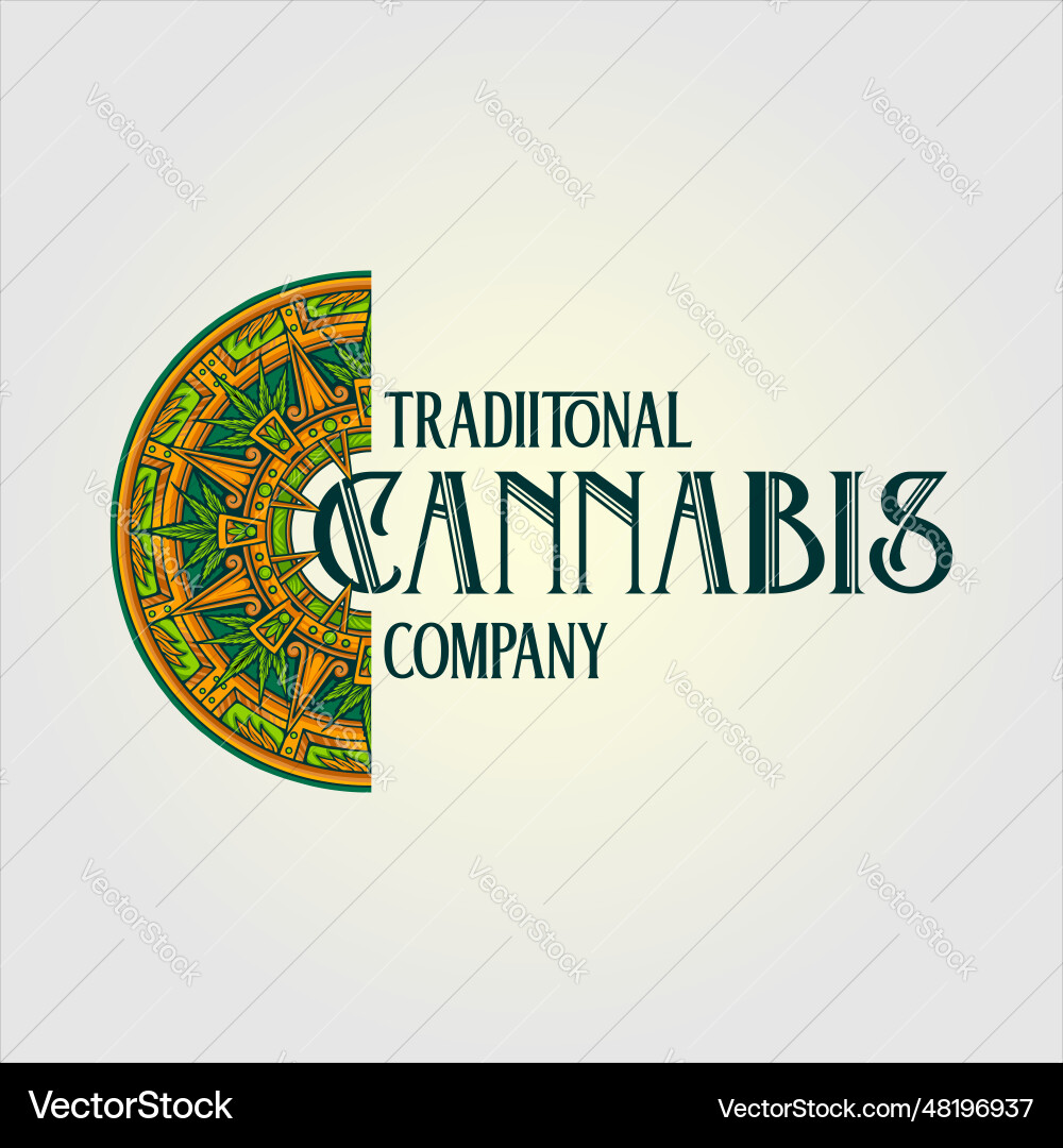 Cannabis Mandala mit aztec Geometrie Ornament Cannabis Mandala mit aztec Geometrie Ornament vektorbild