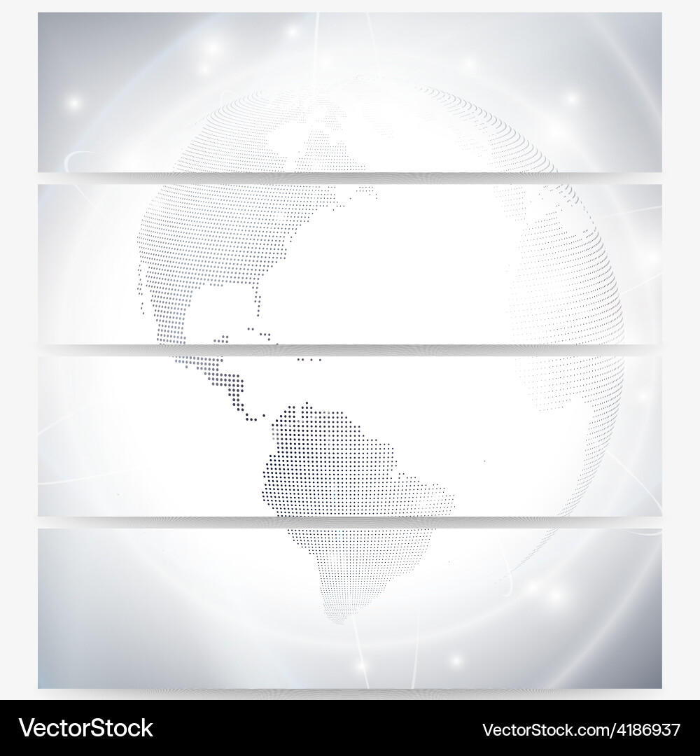 Headers set with dotted world globe light design Vector Image