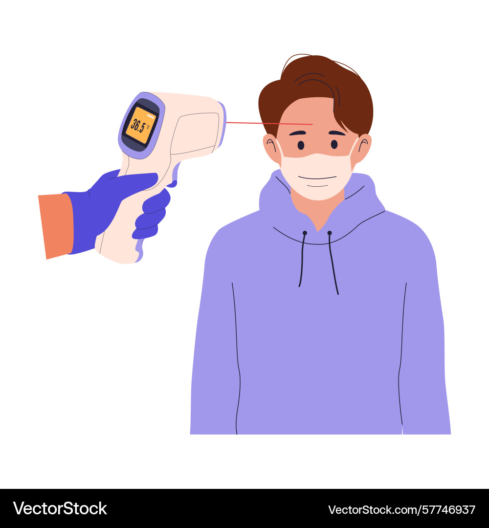 Man temperature screening with infrared Man temperature screening with infrared Vector Image