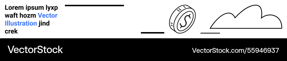 Minimalist coin design with cloud and text Vector Image