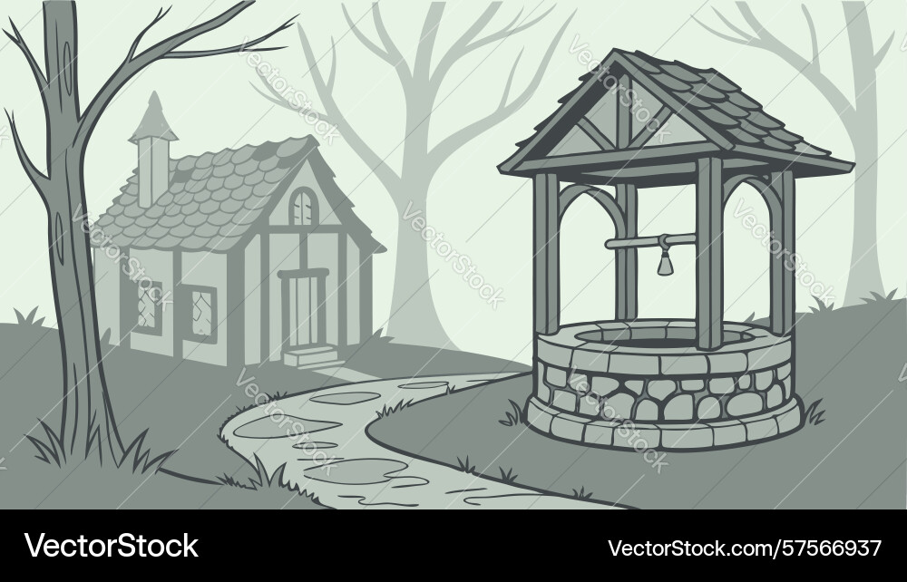 Old well in enchanted forest design generative ai vector image