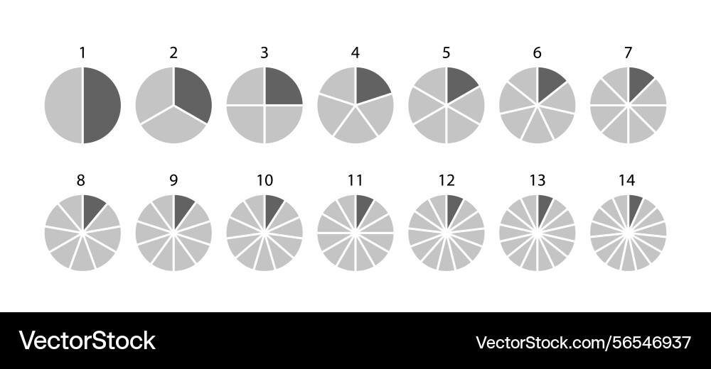 Piechart with segments and slices round section Piechart with segments and slices round section vector image