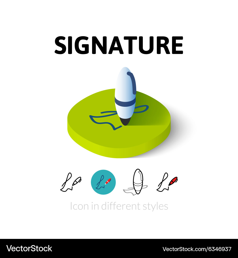 Signature icon in different style vector image