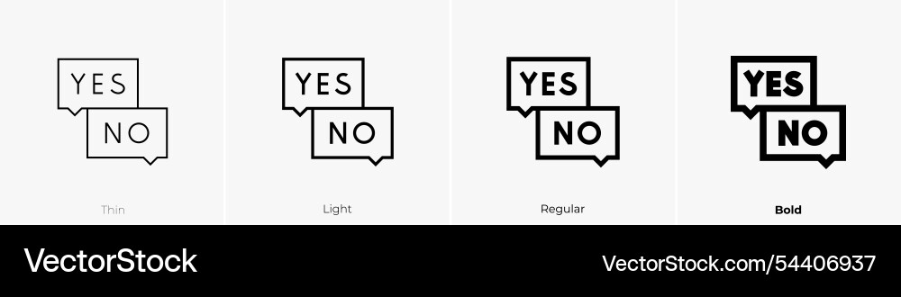 Yes and no icon thin light regular bold style Yes and no icon thin light regular bold style vector image