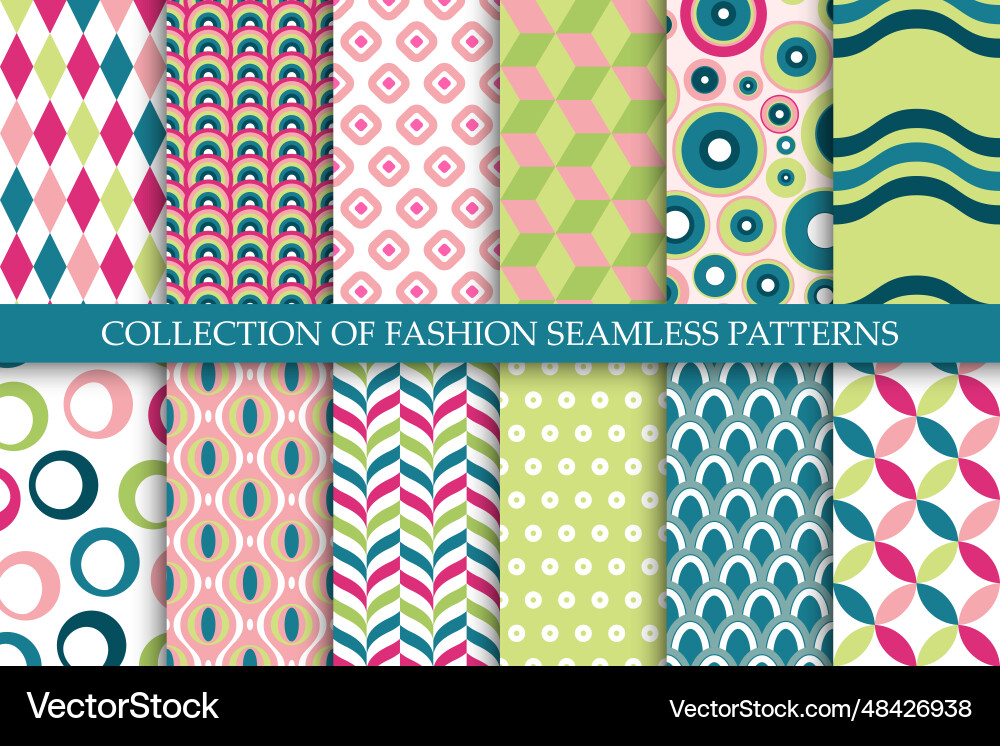 Collection of seamless colorful patterns vector image