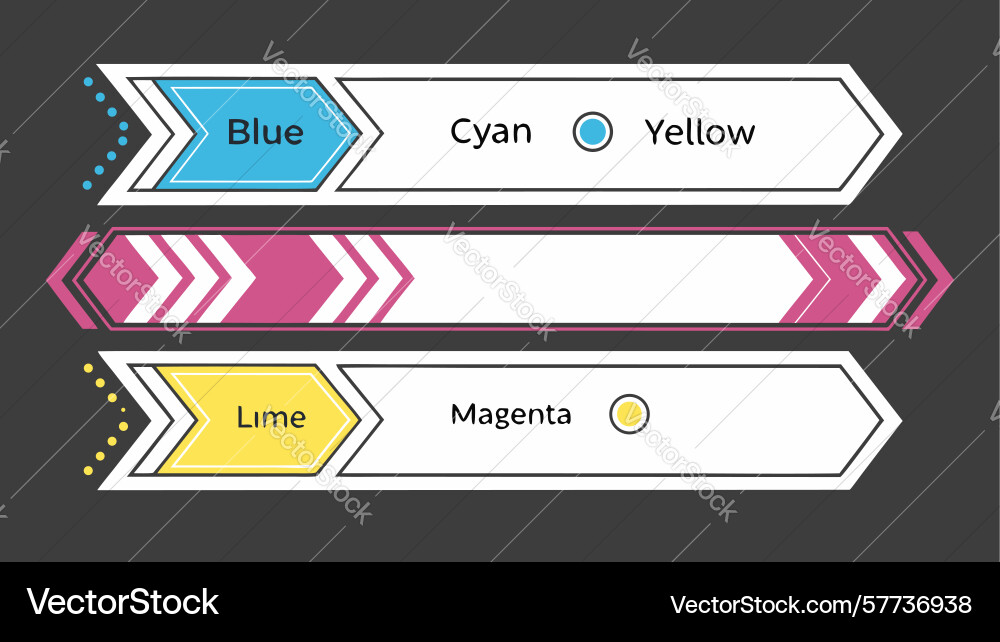Horizontal banner elements with color variations Vector Image