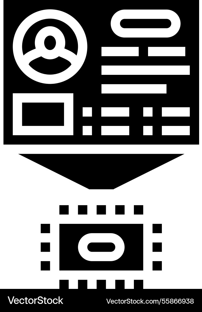 Microchip with personalized data glyph icon Vector Image