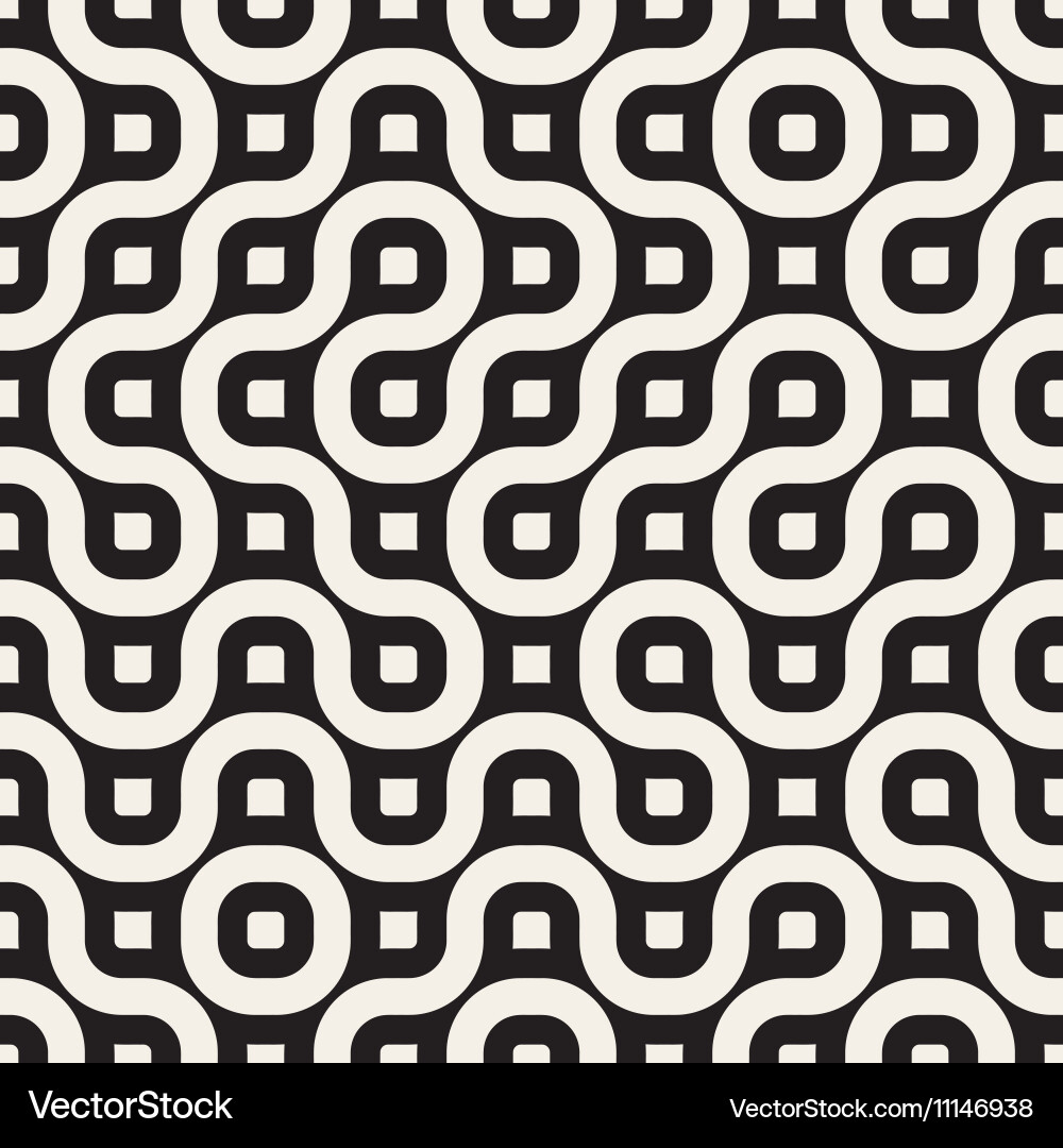 Seamless black and white geometric rounded Vector Image