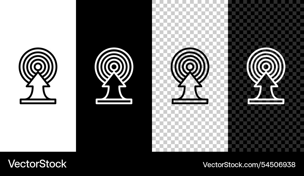 Set line target with arrow icon isolated on black Set line target with arrow icon isolated on black Vector Image