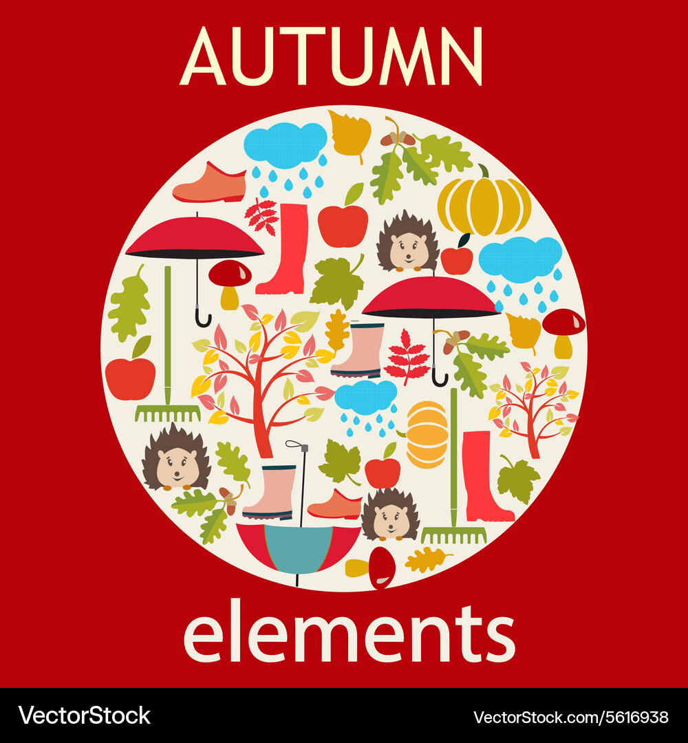 Set of autumn themed objects Vector Image