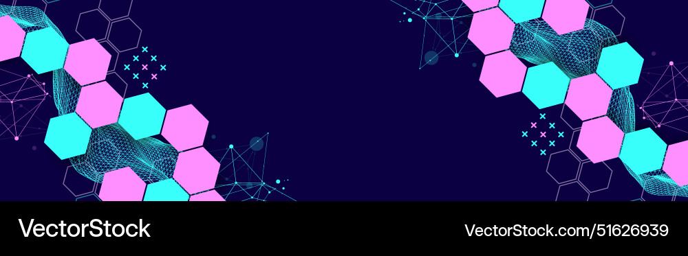 Abstract wave with hexagon is made in a frame Abstract wave with hexagon is made in a frame Vector Image