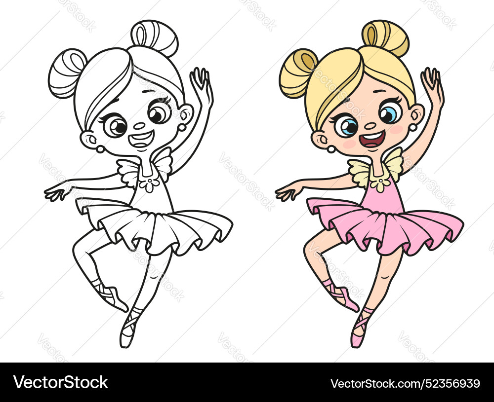 Cute cartoon little ballerina girl in pink dress Cute cartoon little ballerina girl in pink dress vector image