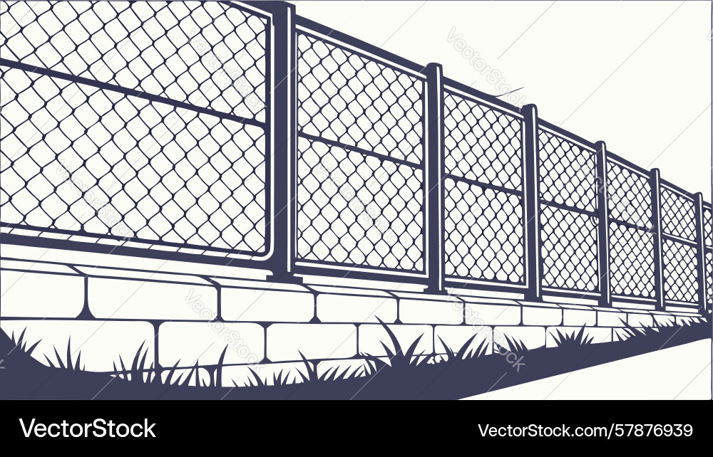 Robust chain link fence security and boundary Vector Image
