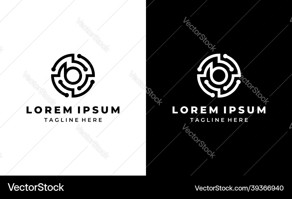 Circuit Board Initial B Logo vector image