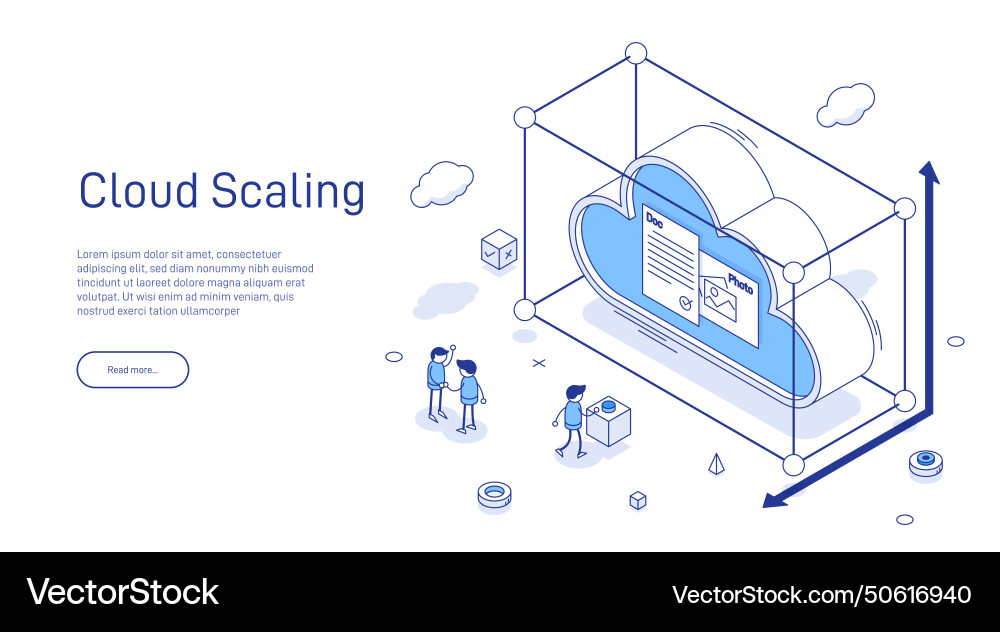 Cloud scaling solution concept computing Cloud scaling solution concept computing vector image